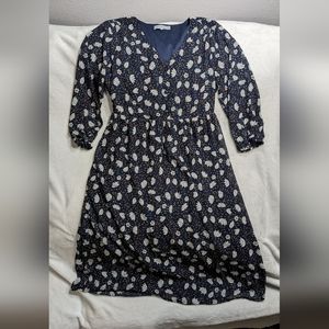 Piper and Scoot Navy Floral Midi Dress, Size M